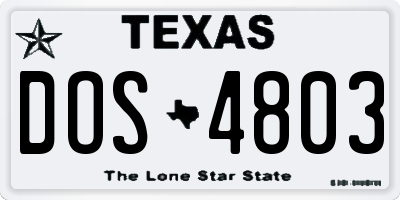 TX license plate DOS4803