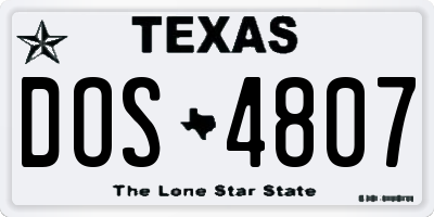 TX license plate DOS4807