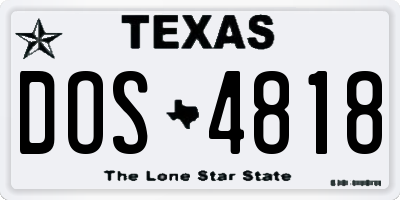 TX license plate DOS4818