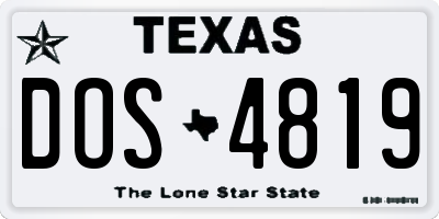 TX license plate DOS4819
