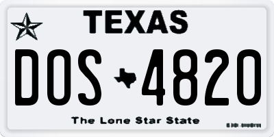 TX license plate DOS4820