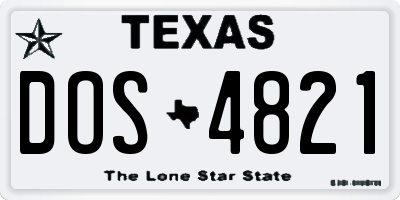 TX license plate DOS4821