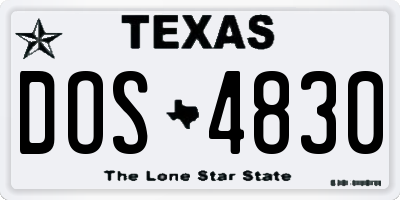 TX license plate DOS4830