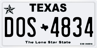 TX license plate DOS4834