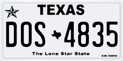 TX license plate DOS4835