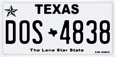 TX license plate DOS4838