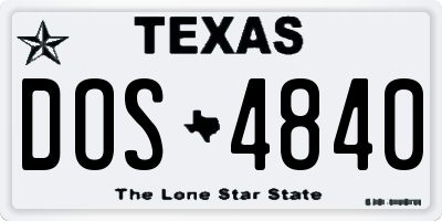 TX license plate DOS4840