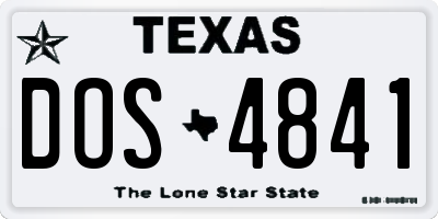 TX license plate DOS4841