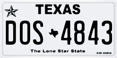 TX license plate DOS4843