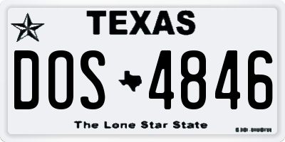 TX license plate DOS4846