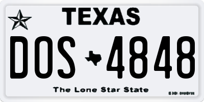 TX license plate DOS4848