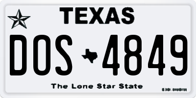 TX license plate DOS4849