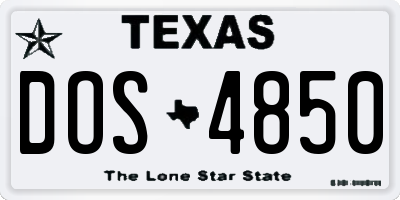 TX license plate DOS4850