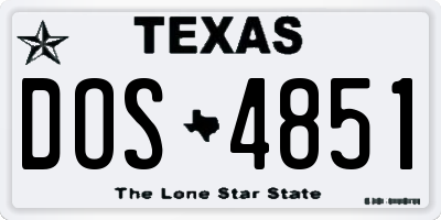 TX license plate DOS4851