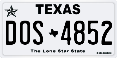 TX license plate DOS4852