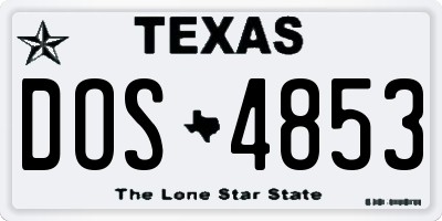 TX license plate DOS4853