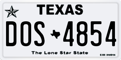 TX license plate DOS4854