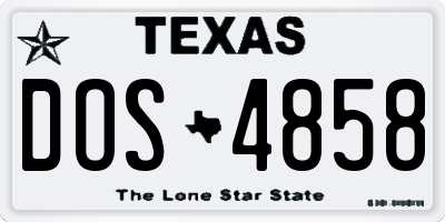 TX license plate DOS4858