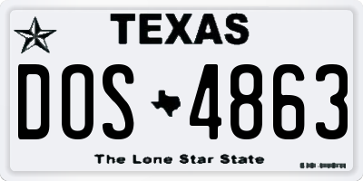 TX license plate DOS4863