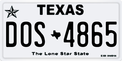 TX license plate DOS4865