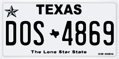 TX license plate DOS4869