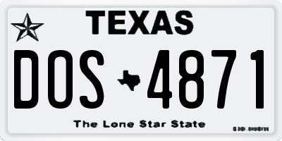 TX license plate DOS4871