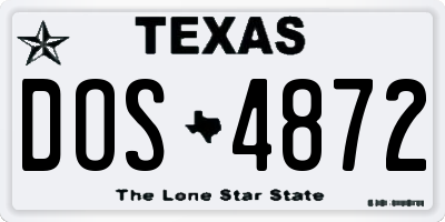 TX license plate DOS4872