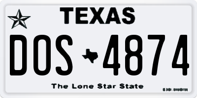 TX license plate DOS4874