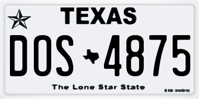 TX license plate DOS4875