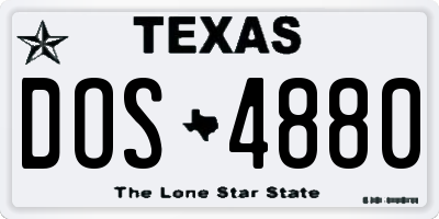 TX license plate DOS4880