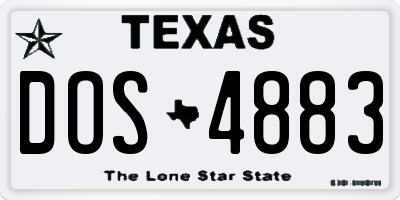 TX license plate DOS4883