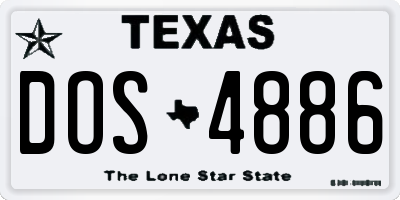 TX license plate DOS4886