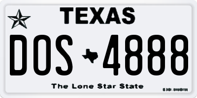 TX license plate DOS4888