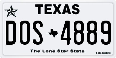 TX license plate DOS4889