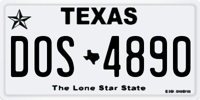 TX license plate DOS4890
