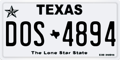 TX license plate DOS4894