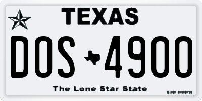 TX license plate DOS4900