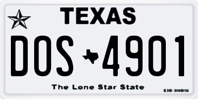 TX license plate DOS4901