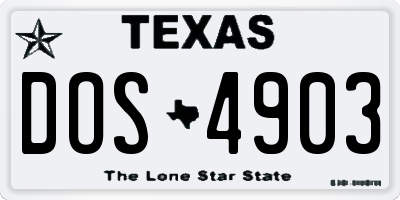 TX license plate DOS4903