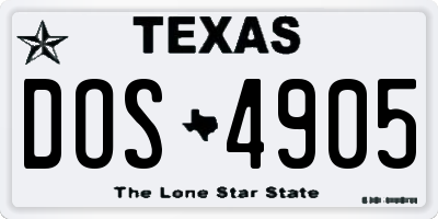 TX license plate DOS4905