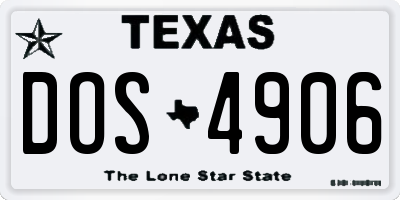 TX license plate DOS4906