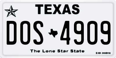 TX license plate DOS4909