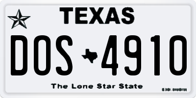 TX license plate DOS4910