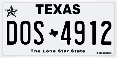 TX license plate DOS4912