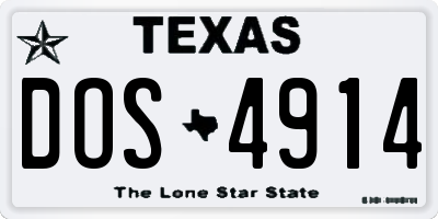 TX license plate DOS4914