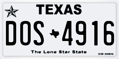 TX license plate DOS4916