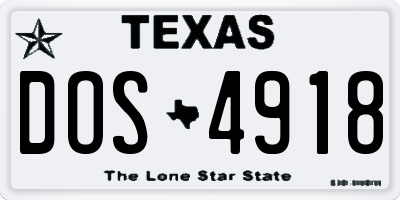 TX license plate DOS4918