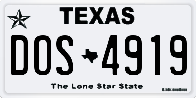 TX license plate DOS4919