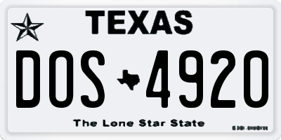 TX license plate DOS4920