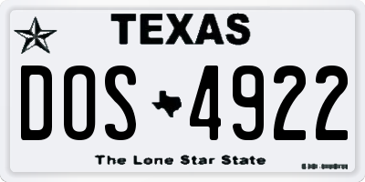TX license plate DOS4922